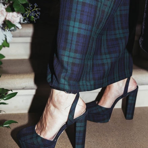 Antonio Melanix Born on Fifth Liv Tartan Plaid Closed Toe Platform Dress Pumps - Picture 3 of 8